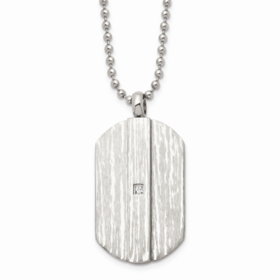 CZ Stone Stone Necklace Stainless Steel Brushed and Polished SRN1597-20 by Chisel, MPN: SRN1597-20,…