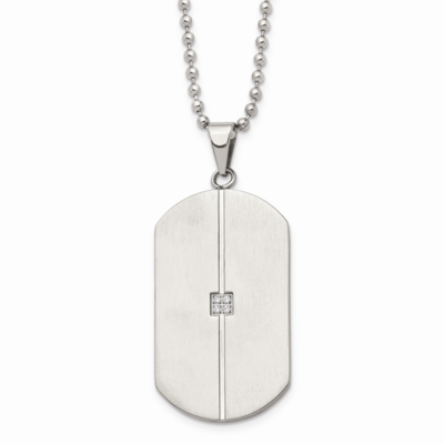 CZ Stone Stone Necklace Stainless Steel Brushed and Polished SRN1594-20 by Chisel, MPN: SRN1594-20,…