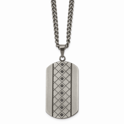 Black CZ Stone Stone Necklace Stainless Steel Brushed SRN1592-22 by Chisel, MPN: SRN1592-22, 191101…
