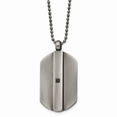 Brushed Black CZ Stone Stone Necklace Stainless Steel Antiqued SRN1590-20 by Chisel, MPN: SRN1590-2…
