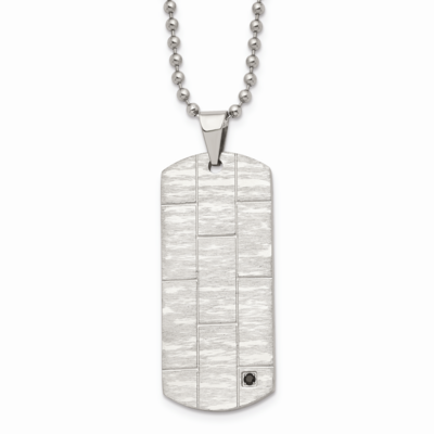 Satin Black CZ Stone Stone Necklace Stainless Steel Polished SRN1598-20 by Chisel, MPN: SRN1598-20,…