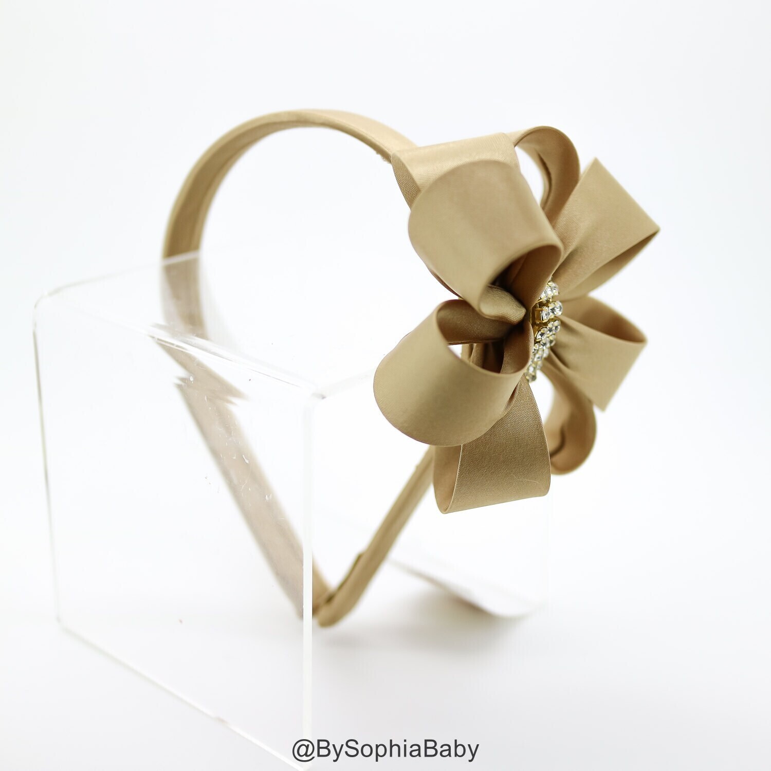 Antique Gold Bow Headband Girl's Headband Toddler Headband Gold Hard Headband Bow Headband Flower Girl Headband Girl Headband 1482