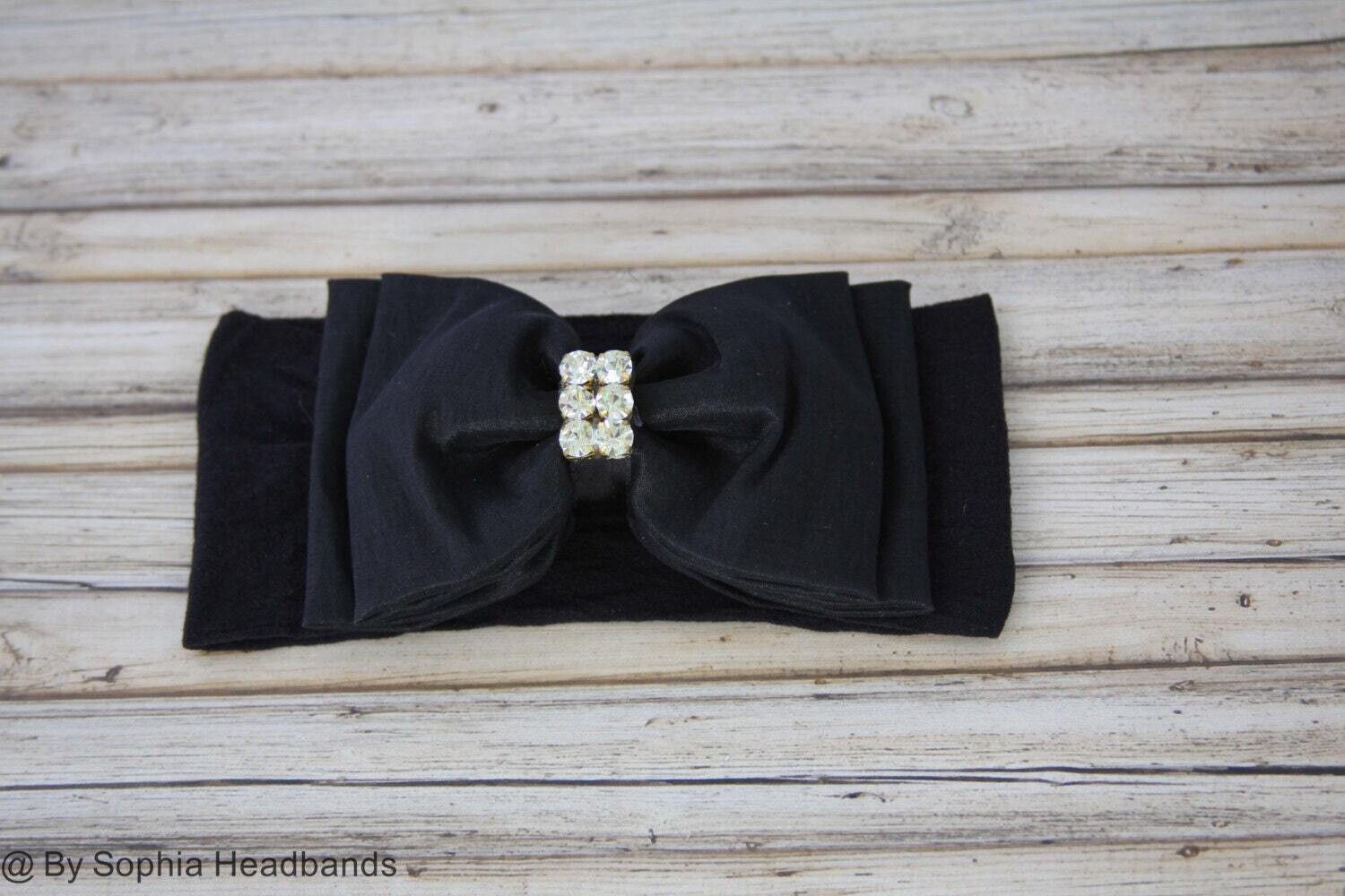 Baby Headband Black Big Bow Headband Baby Bow Headband Newborn Headband Big Bow Headband Baby Unique Headband Black Bow headband 907
