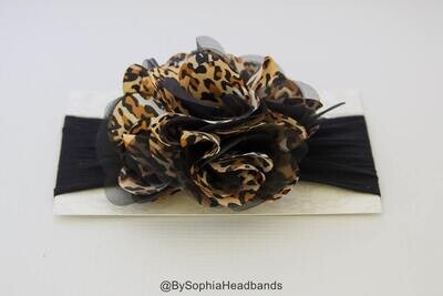 Baby Headband Leopard Flower Headband Cheetah Baby Headband Big Flower Headband Flower Girl Headband Leopard Big Flower Headband 914