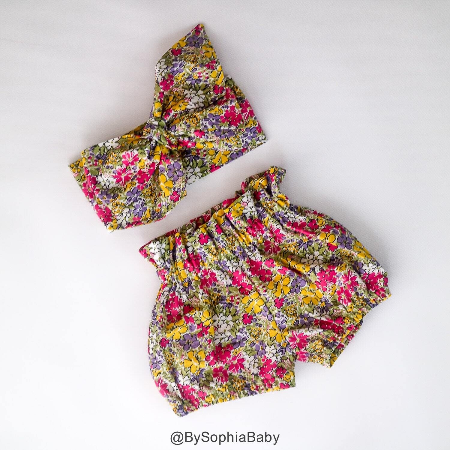 Baby Head Wrap, Baby Headwrap, Floral Baby Headband, Baby Turban, Toddler HeadWrap, Girls Headwrap Turban, Yellow Red Baby Head wrap, 2244