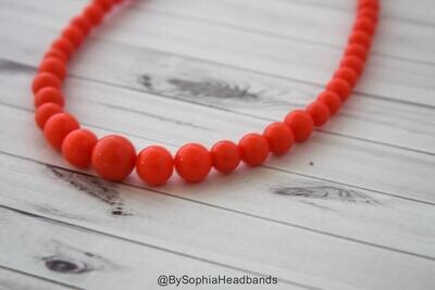 Baby Necklaces Orange Baby Necklace Orange Girls Necklace Orange Necklace Baby Bead Necklace Orange Kids Necklace Toddler Necklaces