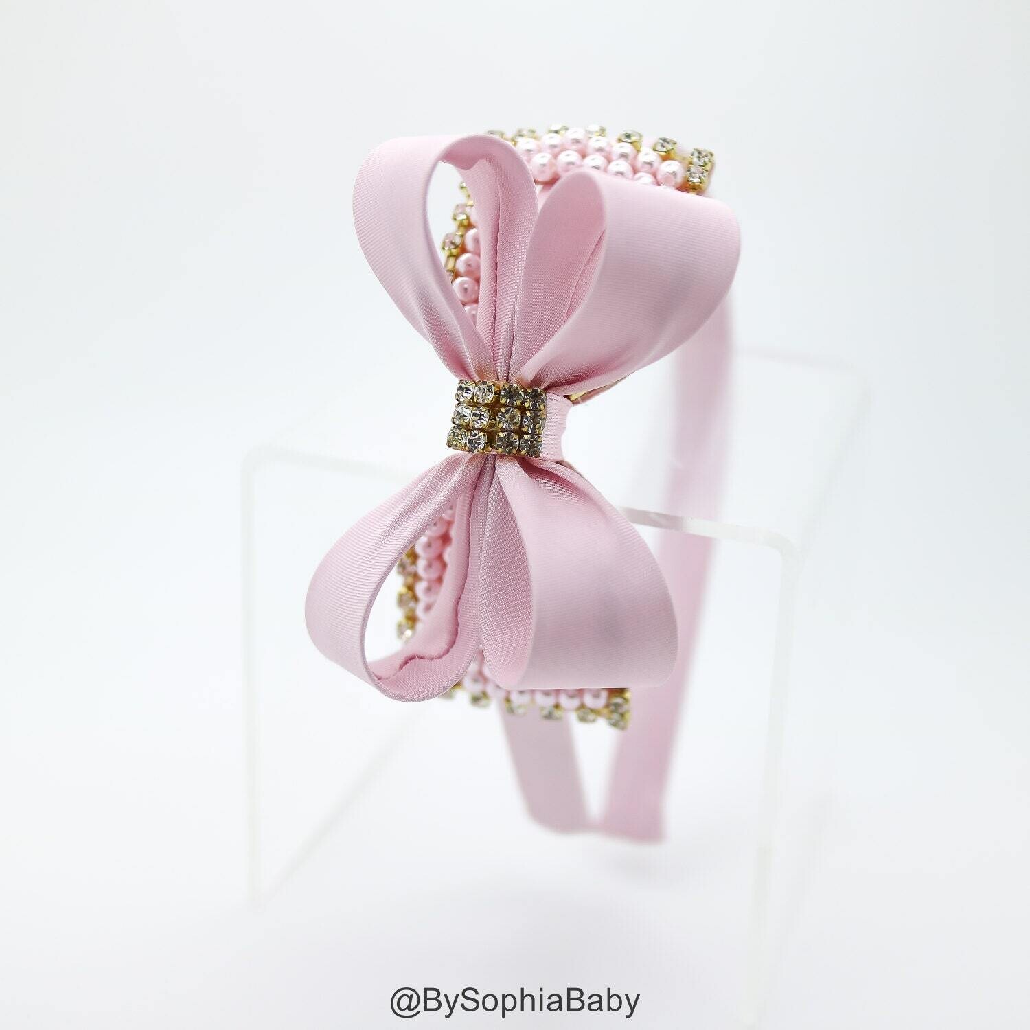 Light Pink Bow Headband Girl's Headband Toddler Headband Light Pink Hard Headband Bow Headband Flower Girl Headband Headband 1449