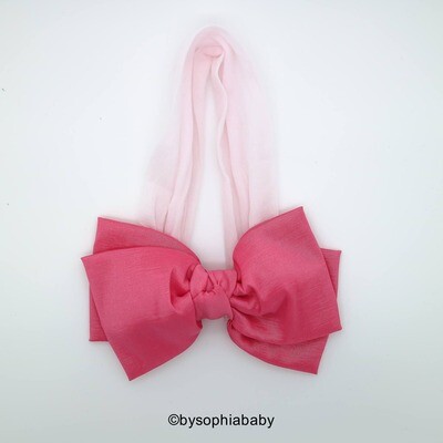 Bubble Gum Pink Head Wrap Big Bow Headband Pink Baby Headband Newborn Headband Big Bow Headband Nylon Bow Headband 1105