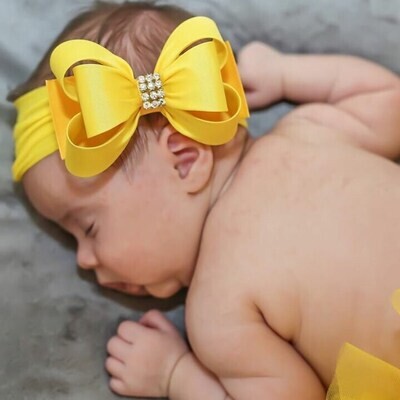 Yellow Big Bow Headband Yellow Baby Headband Baby Bow Headband Newborn Headband Baby Girl Headband Nylon Headband Bow Headband 981