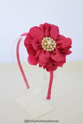 Hot Pink Girls Hard Headband Pink Flower Headband Girls Headband Photo Prop Big Flower Headband Girl Arch Headband Pink Head band 795