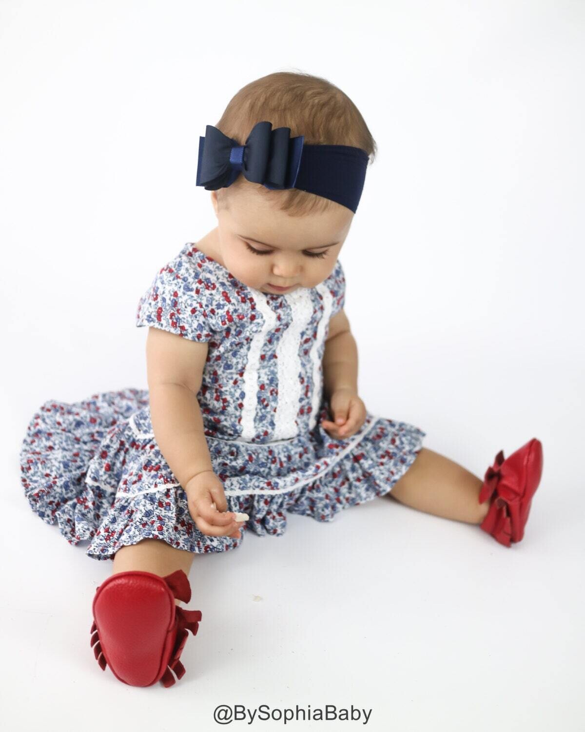 Baby Headband Navy Blue Big Bow Headband Blue Baby Headband Newborn Headband Big Bow Headband Bow Headband Nylon Headband 1041