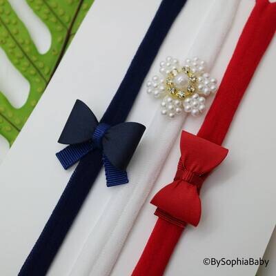 America Newborn headband Set of 3 Baby bow headband set Baby Shower Gift newborn girl gift Baby bows set of 3 Baby Girl Gift 2157