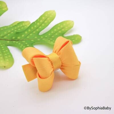 Yellow Baby Bow Pig Tail Baby Bow Yellow Baby Hair Bow Small Baby Bow Flower Girl Bow Baby Shower Gift Baby Bow 2124