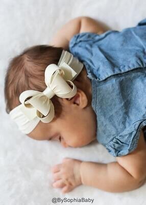 Baby Headband Ivory Big Bow Headband Ivory Baby Headband Nylon Headband Baby Girl Headband First Communion Baptism Headband 1431