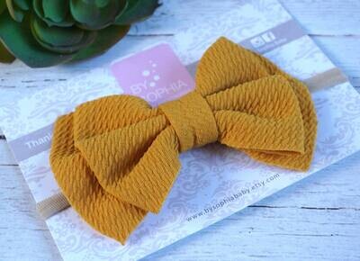 Mustard Bow baby headband Set fall Baby Nylon Headband Small Bows Baby Bows Newborn headbands Nylon HeadbandsBaby hair bows 700