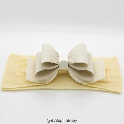 Baby Headband Ivory Big Bow Headband Ivory Baby Headband Newborn Headband Big Bow Headband Bow Headband Nylon Headband 1041