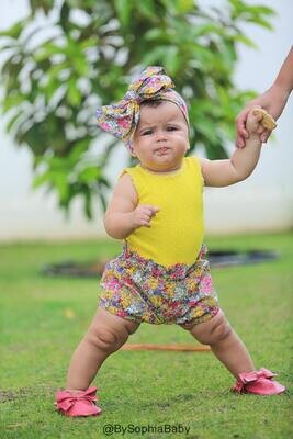 Gray Floral Baby Head Wrap and Short Set, Baby Head wrap and Short, Baby Summer outfit, Baby Floral Headwrap, Baby Short and Bow, 2246