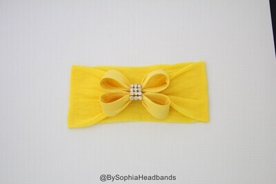 Baby Headband Headwrap Yellow Baby Headband Yellow Baby Bow Baby Girl Headband Photo Prop Yellow Headband Yellow Nylon Headband 923