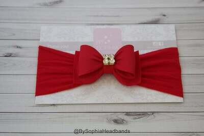 Red Baby Headband Christmas Headband Red Bow Headband Newborn Headband Baby Headband Bow Headband Red Nylon Headband 715