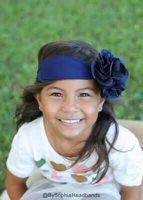 Royal Blue Flower Headband Royal Blue Baby Headband Big Flower Nylon Headband Flower Girl Headband Blue Big Flower Head band 914