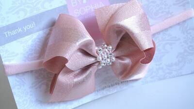 DUSTY Pink with pearl details Bow Headband Baby Bow Headband Newborn Bow Headband Headband Red Christmas Headband Bow Headband 2115