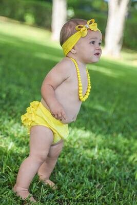 Yellow Ruffle Back Bloomer and Headband Baby Flower Headband Cotton Baby Bloomers Yellow Diaper Cover Yellow Baby Headband 2222