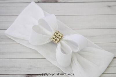 Baby Headband Headwrap White Baby Headband White Baby Bow Headband Baby Girl Headband White Bow Headband Nylon Headband 923