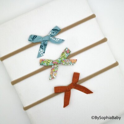 Small bow Headband Set of 3 Baby Hair Bow Set Baby Shower Gift Small linen Baby Bows Baby Head Wrap set Baby headband Baby bows 1999