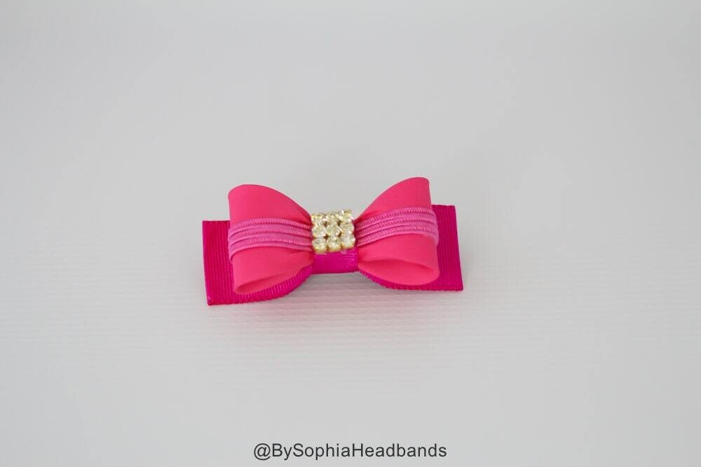 Pink Hair Clip Pink Bow Hair Clip Bow Hair Clip Rhinestone Hair Clip Girl Hair Clip Baby Hair Clip 910