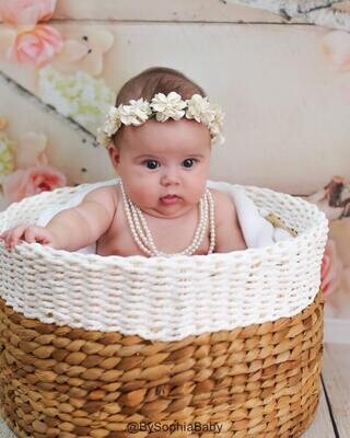 Baby Flower Crown Toddler Flower Crown White Flower Crown Girls Flower Crown Flower Girl Headband Wreath Silk Floral Crown 1079