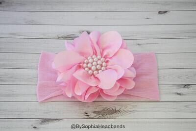 Light Pink Pearl Flower Headband Baby Flower Headband Baby Headband Big Flower Headband Flower Girl Headband Pink Baby Headband 985