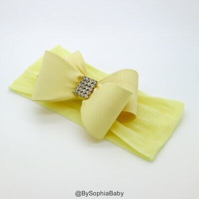 Baby Headband Light Yellow Baby Headband Baby Bow Headband Newborn Headband Baby Girl Headband Nylon Headband Bow Headband 1034