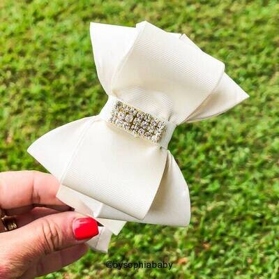 Ivory Bow Headband Ivory Girls Headband Girls Hard Headband Champagne Big Bow Ivory Toddler Headband Big Girl Headband 1628