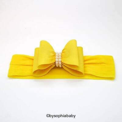Yellow Big Bow Headband Yellow Baby Headband Baby Bow Headband Newborn Headband Baby Girl Headband Nylon Headband Bow Headband 936