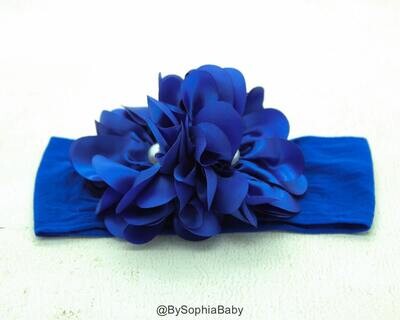 Baby Headband Royal Blue Headband Blue Flower Headband Photo Prop Baby Nylon Headband Toddler Blue Headband Baby Nylon Headband 847