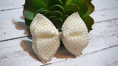 Pearl Bow Hair Clip ivory Bow Hair Clip Pearl Baby Hair Clip Flower Girl Hair Clip Baptism Hair Clip White Hair Clip 1485