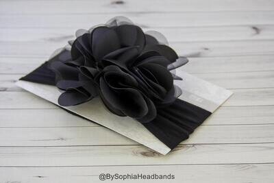 Baby Headband Black Flower Headband Black Baby Headband Big Flower Nylon Headband Flower Girl Headband Black Big Flower Head band 914