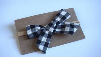 Buffalo Plaid Headband Black Bow Headband Baby Big Bow Headband Newborn Headband Baby Girl Headband Nylon Headband Bow Headband 981
