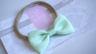 Pastel Green Bow baby headband Set Green Baby Nylon Headband Small Bows Baby Bows Newborn headbands Nylon HeadbandsBaby hair bows