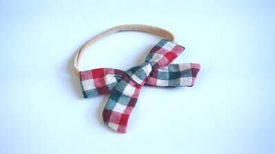 Red and Green Plaid Headband Black Bow Headband Baby Bow Headband Newborn Headband Baby Girl HeadbandNylon Headband Bow Headband 981