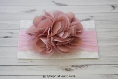 Baby Headband Pale Pink Flower Headband Pale Pink Baby Headband Big Flower Headband Pink Big Flower Headband Nylon Headband 914