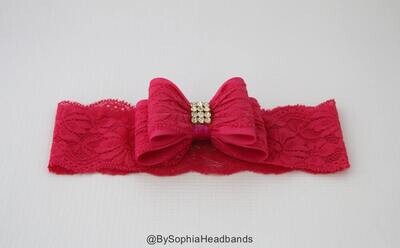 Baby Headbands Pink Baby Lace Headband Girls Pink Head band Baby Girl Headband Baby Head wrap Baby Bow Headband Pink Lace Headband