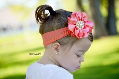 Baby Headband Headwrap Coral Flower Headband Baby Headband Baby Girl Headband Photo Prop Big Flower Headband Coral Baby Headband 827