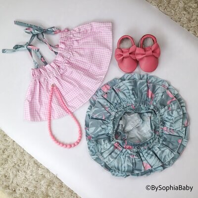 Flamingo Baby Girl Outfit Baby Summer outfit Baby Girl Ruffle baby bloomer Baby Shower Gift Flamingo Party Outfit