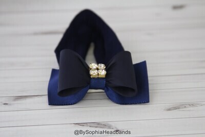 Navy Blue Bow Headband Baby Bow Headband Newborn Headband Navy Blue Baby Headband Photo Prop Headband Blue HeadbandBow Headband 715