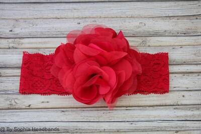 Baby Red Headband Red Flower Headband Christmas Baby Headband Baby Flower Headband Big Flower Headband Baby Girl Headband 909