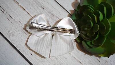 Big Pearl Bow Hair Clip ivory Bow Hair Clip Pearl Baby Hair Clip Flower Girl Hair Clip Baptism Hair Clip White Hair Clip 1485