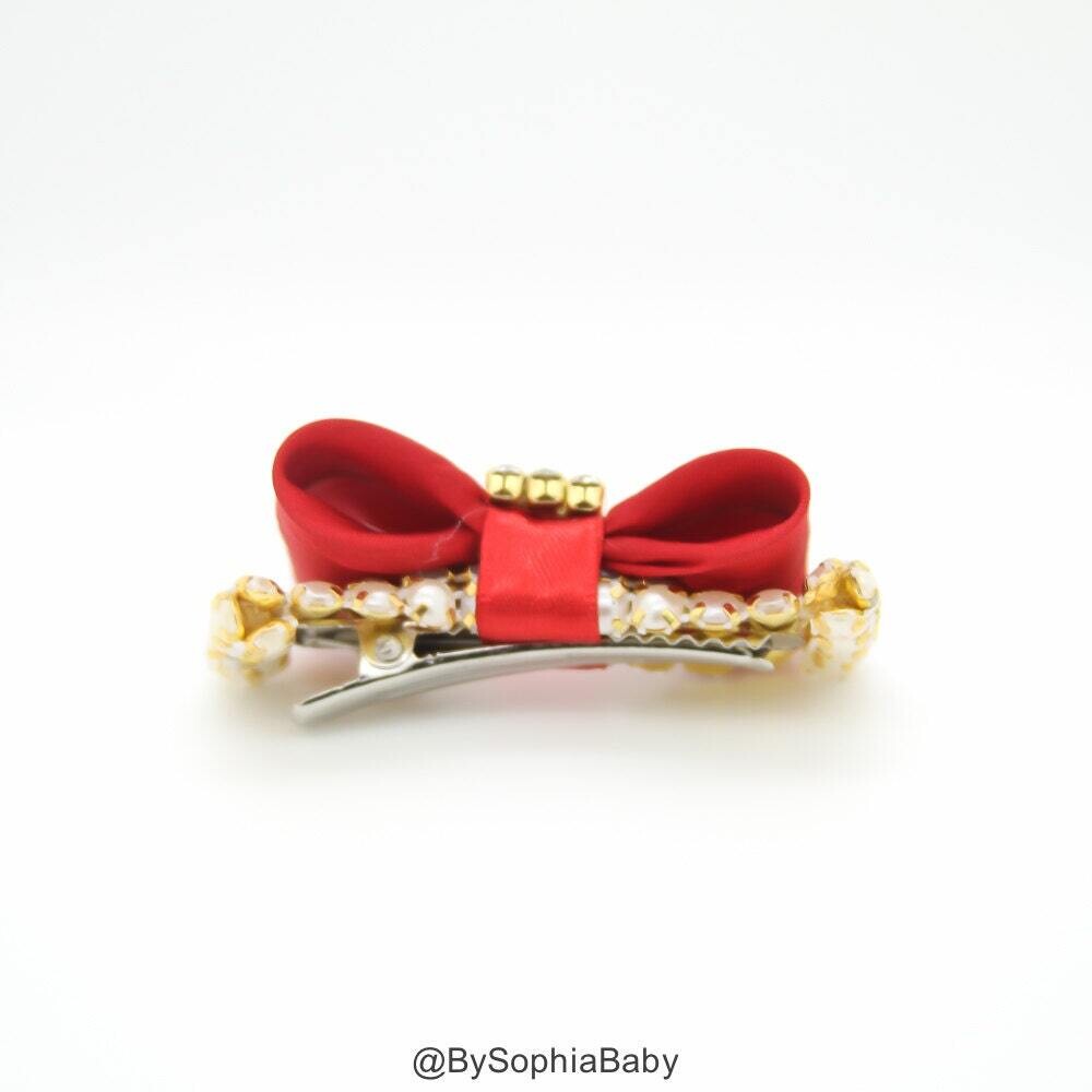 Baby Bow Hair Clip Red Bow Hair Clip Red baby Hair Clip Rhinestone Hair Clip Baby Hair Clip Toddler Bow Hair Clip 975