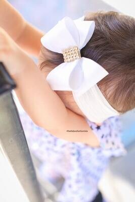 Baby Headband Headwrap Ivory Big Bow Headband Ivory Baby Headband Nylon Headband Girls Headband First Communion Baptism Headband 1034
