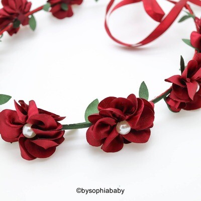 Baby Flower Crown Toddler Flower Crown Burgundy Flower Crown Girls Flower Crown Floral Crown Wreath Silk Floral Crown 1079